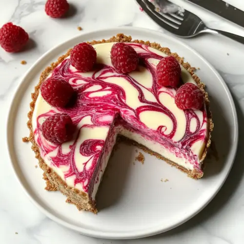 Velvety White Chocolate Raspberry Cheesecake