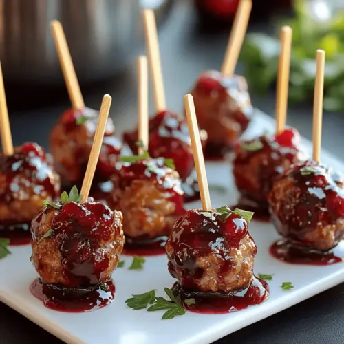 Mini Meatball Skewers with Cranberry Glaze
