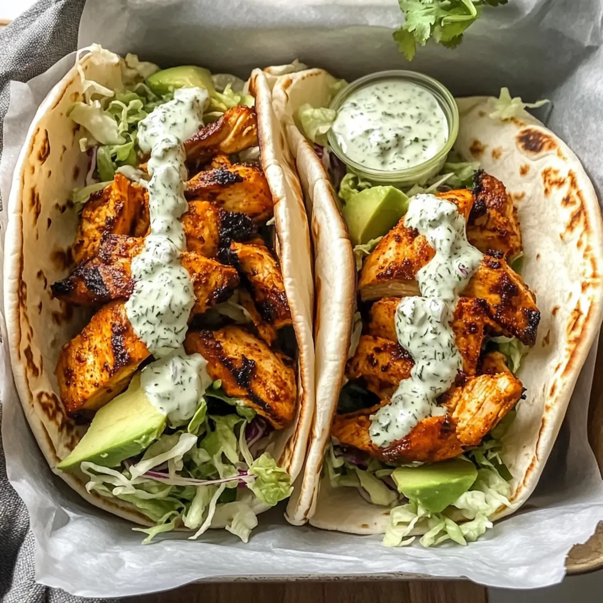 Chicken Pitas with Herby Ranch