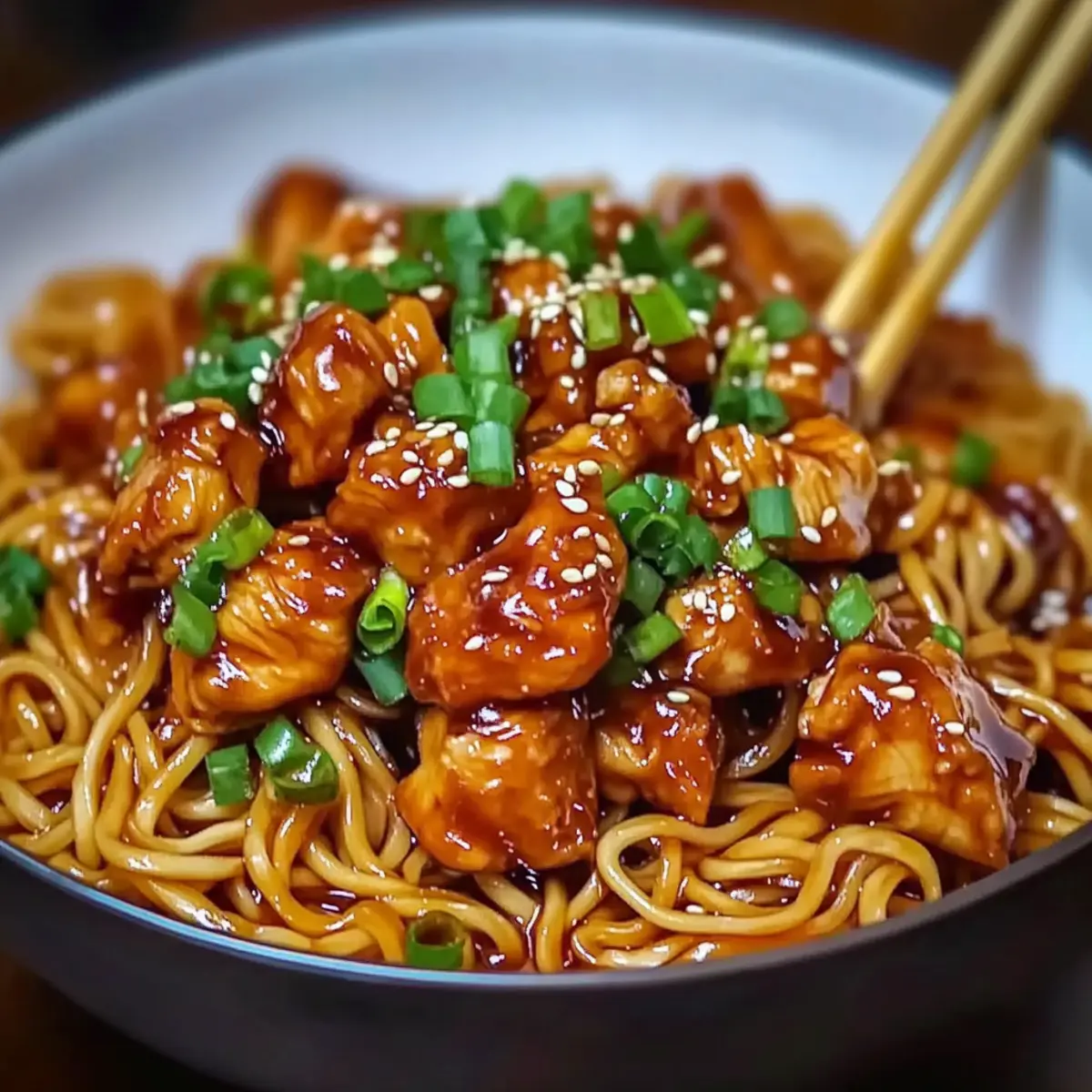 Sticky Garlic Chicken Noodles
