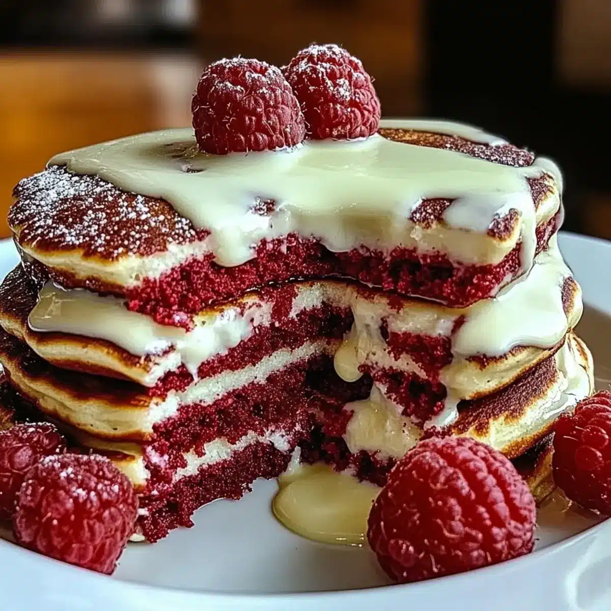 Red Velvet Pancakes with Cream Cheese
