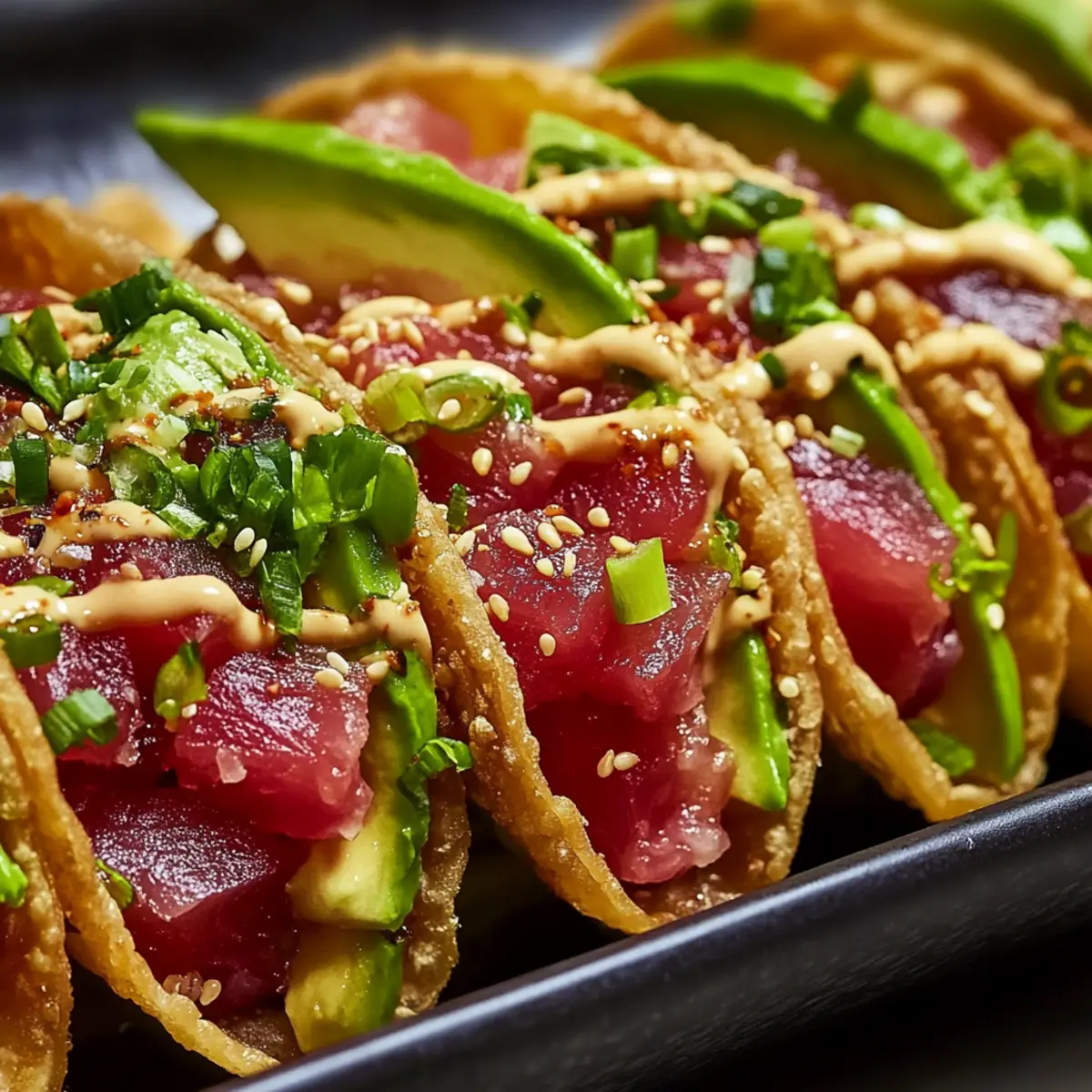 Spicy Tuna Tartare Wonton Tacos Recipe