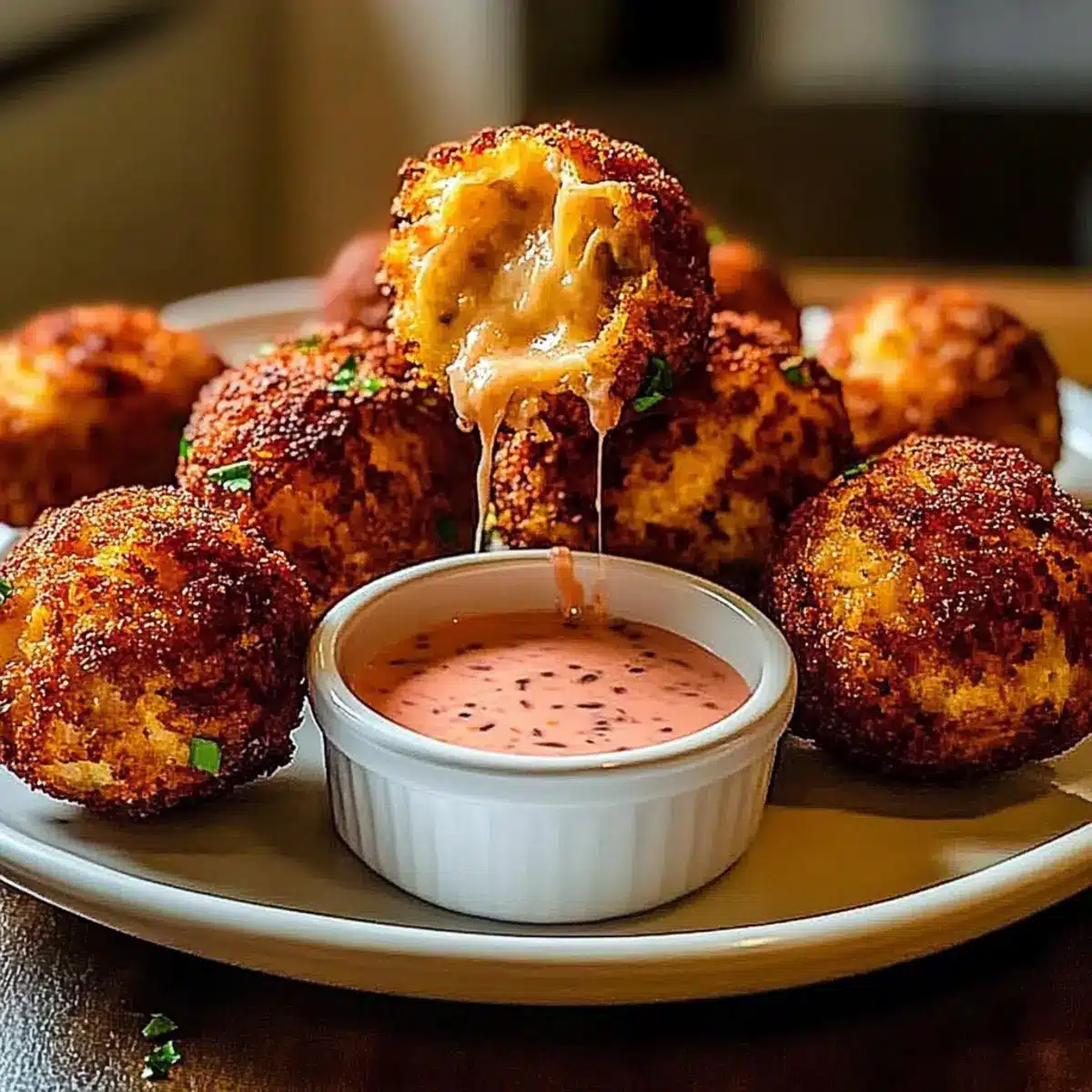 Reuben Balls with Spicy Thousand Island Dipping Sauce