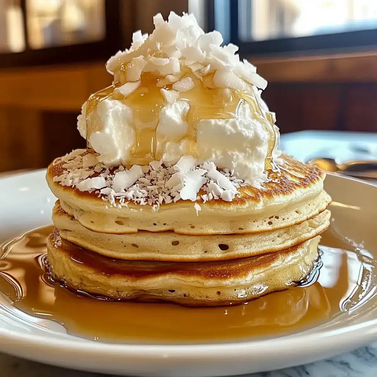 Sweet Coconut Cream Pancakes