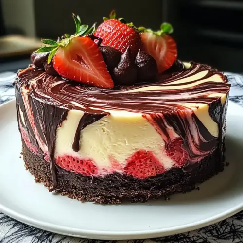 Chocolate Strawberry Swirl Cheesecake