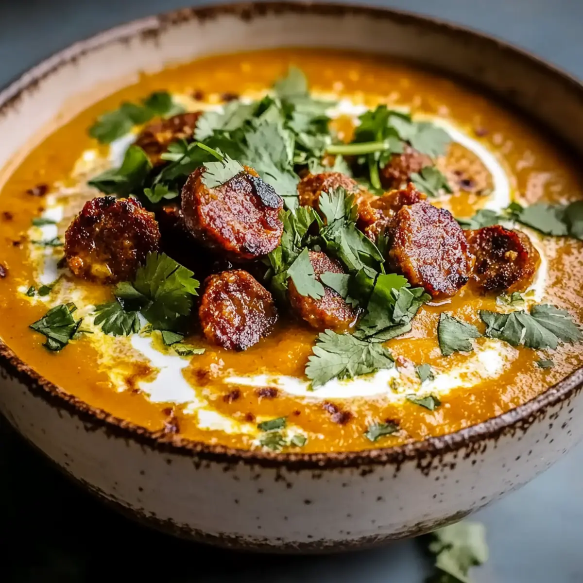 Spicy Chorizo Pumpkin Soup