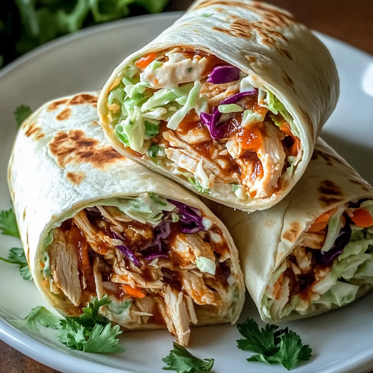 BBQ Chicken Coleslaw Wraps