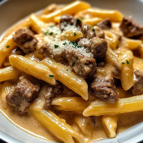 Beef Pasta in a Creamy Garlic Sauce