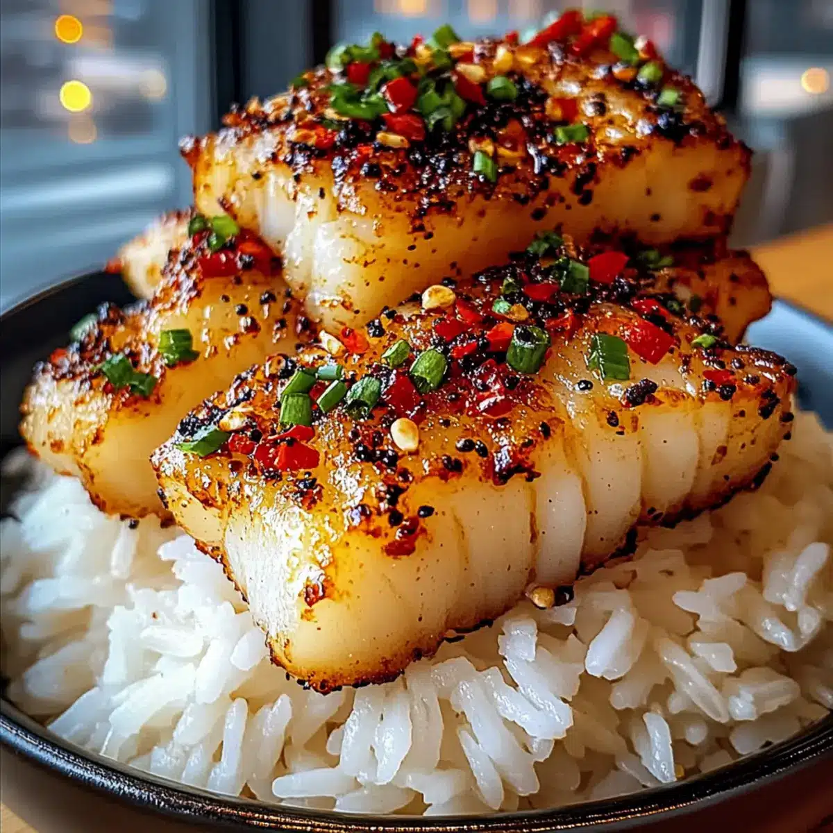 Cod Strips with Rice and Chili Garlic