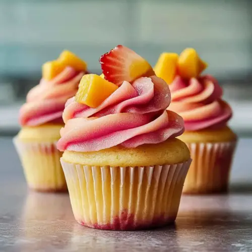 Mango Strawberry Sunset Cupcakes