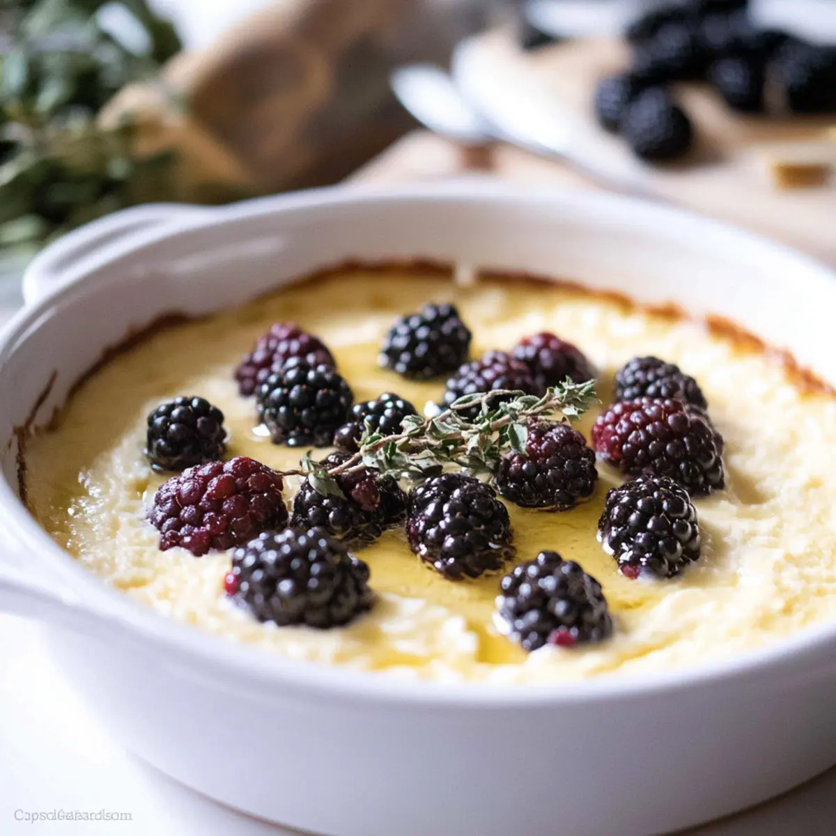 Baked Lemon Ricotta Dip with Blackberries