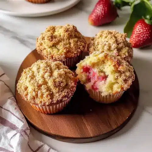 Sweet Strawberry Rhubarb Muffins with Streusel Topping