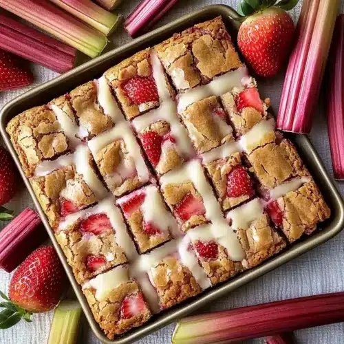 Strawberry Rhubarb Blondies