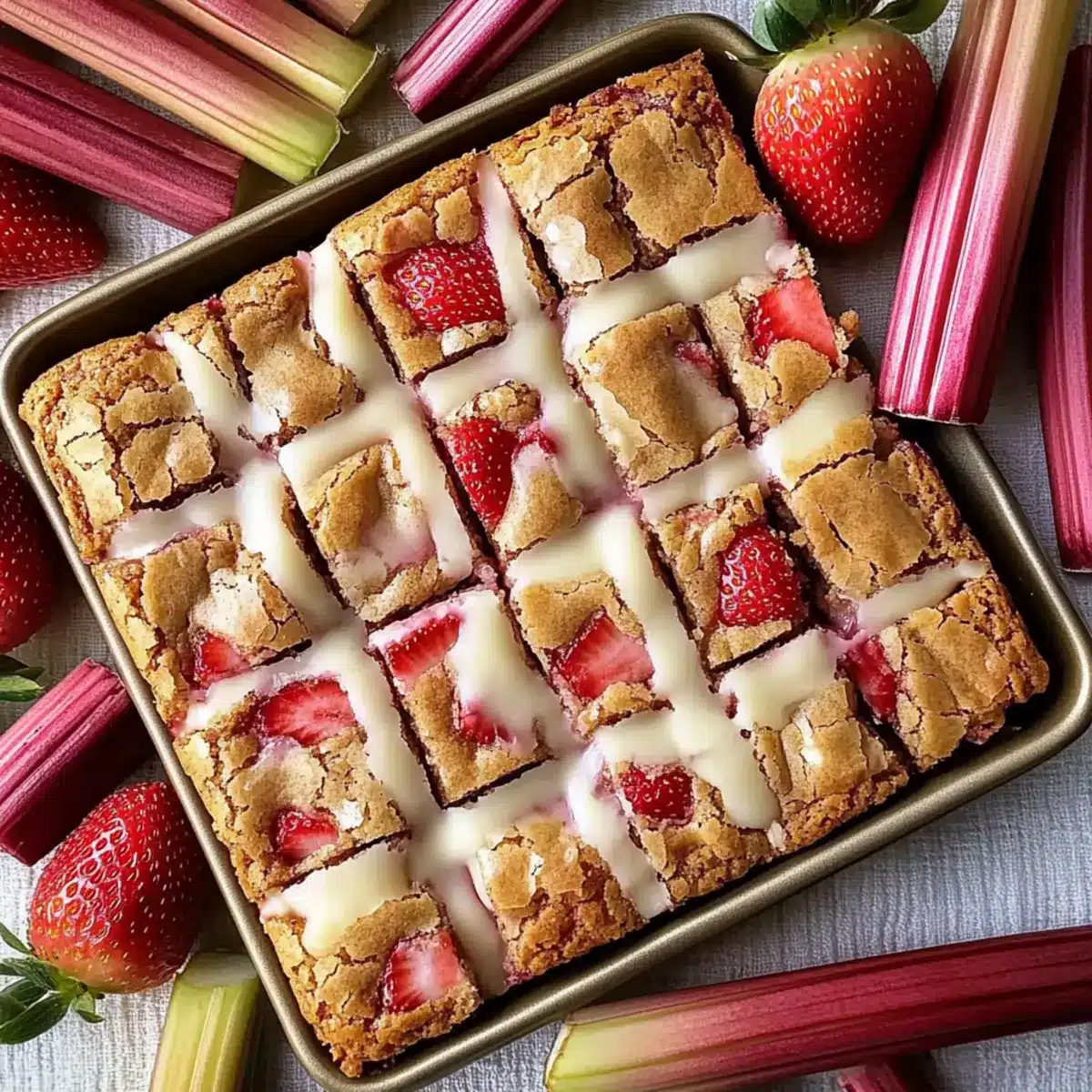 Strawberry Rhubarb Blondies