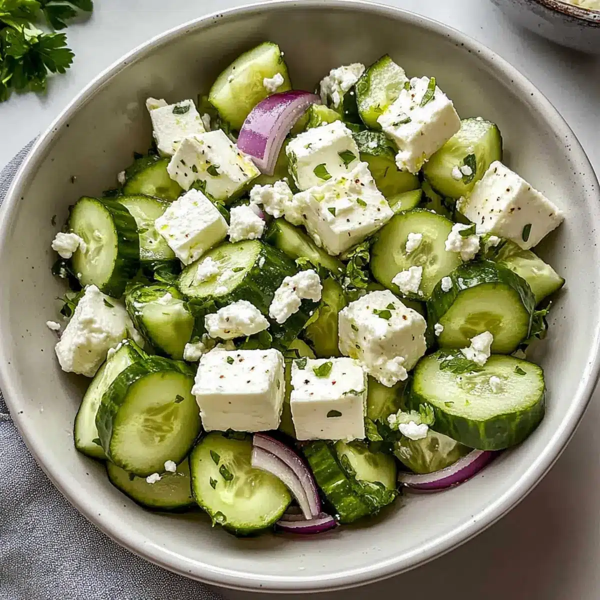 Cucumber Feta Salad with Lemon Greek Vinaigrette