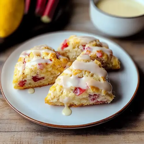 Rhubarb Scones with Vanilla Glaze