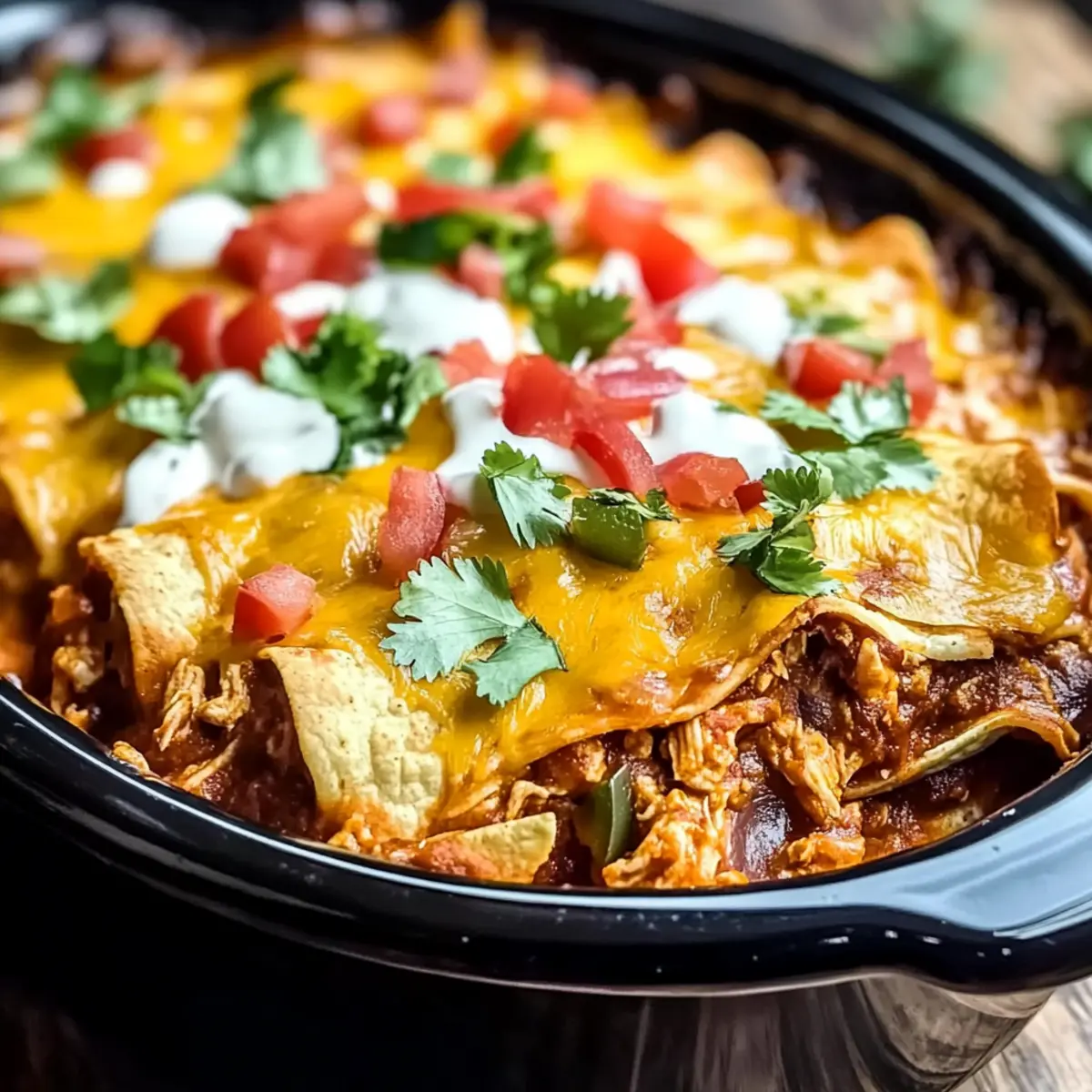 Crockpot Chicken Enchilada Casserole