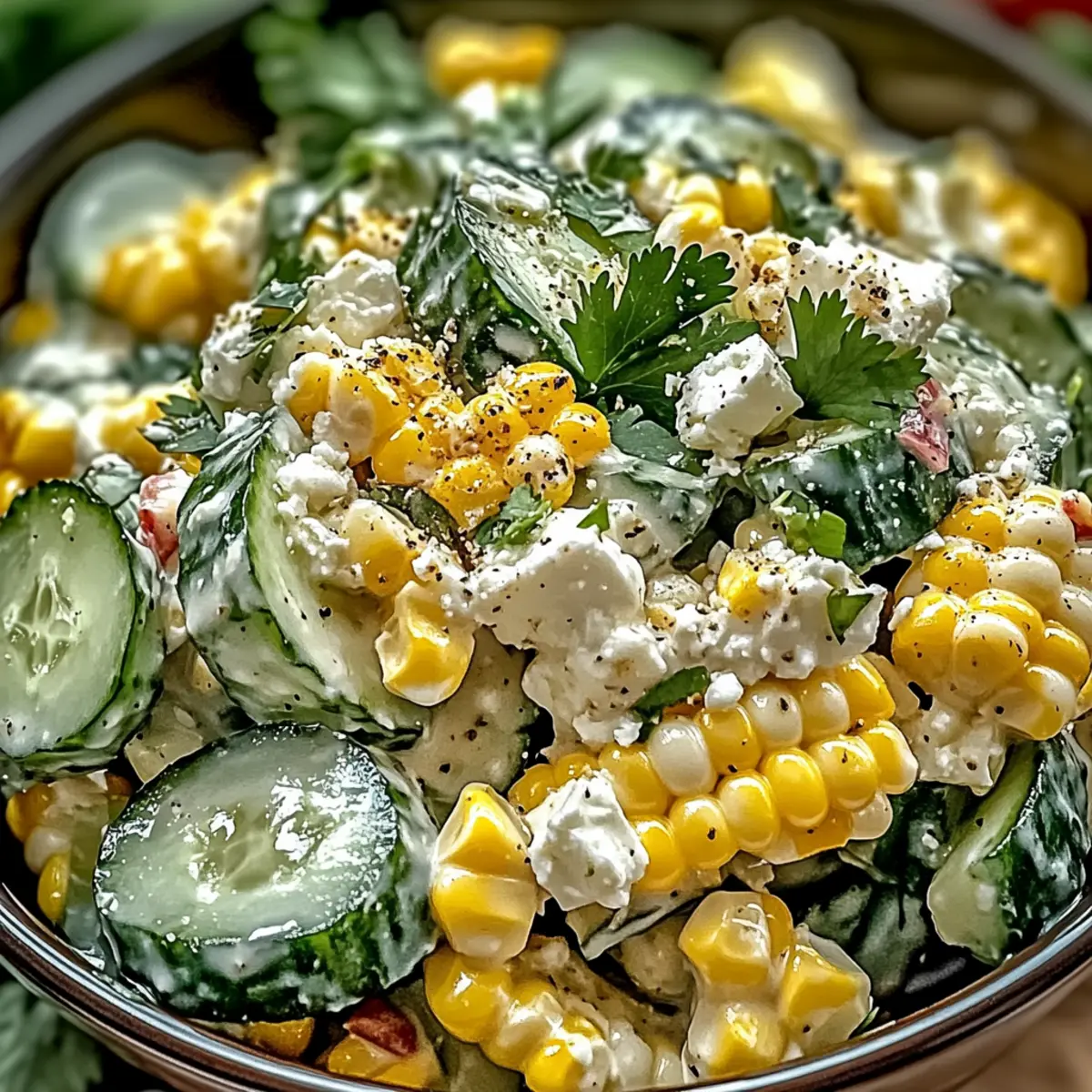 Street Corn Creamy Cucumber Salad