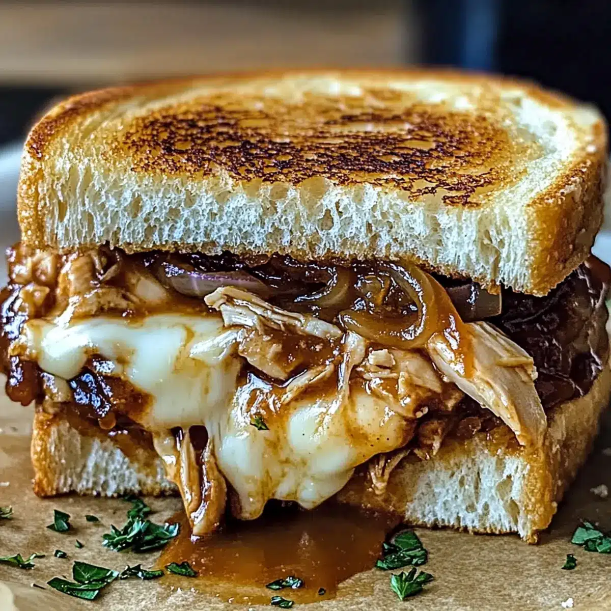 BBQ Chicken Grilled Cheese Sandwich