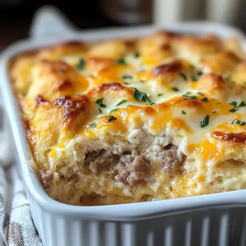 Biscuits and Gravy Breakfast Casserole