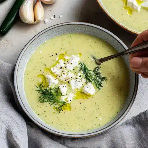 Roasted Zucchini Soup with Feta