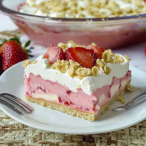No Bake Strawberry Jello Lasagna