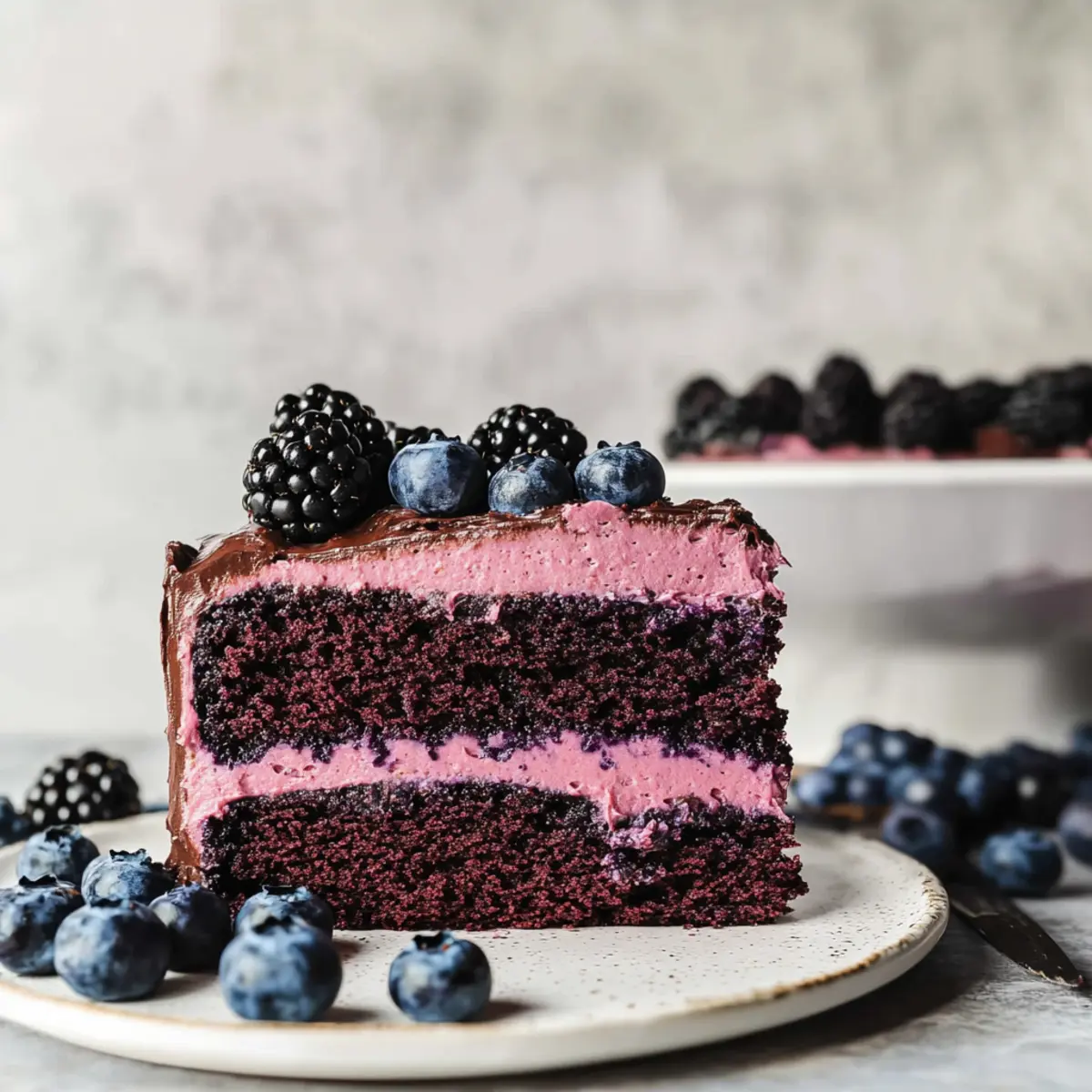 Layered Blueberry Chocolate Cake